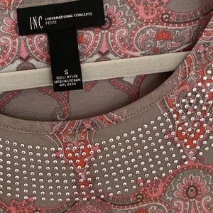 INC International Concepts PS, 100% nylon, used once. Paisley tan & rose design
